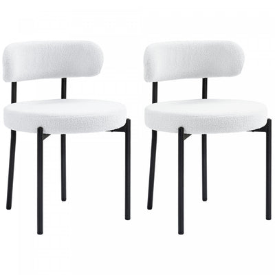 HOMCOM Dining Chairs Set of 2 Kitchen Chairs with Steel Legs, Cream White