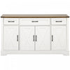 Ryan 55" Adjustable Storage Buffet Cabinet With Door Shelves And Coffee Bar Station - White | Buffet De Rangement Ryan 55" Avec Etageres A Portes Et Station Café - Blanc