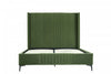 Promenade Mid-Century Modern Upholstered Velvet Queen Bed in Moss Green | Lit Queen Promenade style milieu du siecle moderne en velours capitonne vert mousse