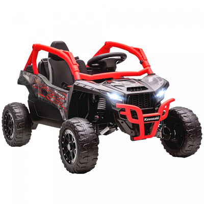 Qaba 12V Ride on Car Truck, Kids Electric Car Licensed Kawasaki TERYX KRX 2WD with Rear Suspension, Remote Control, LED Lights, Music and Horn for 3-8 Years Boys Girls, Red