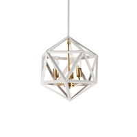 Dainolite Archello 3 Light Chandelier Matte White Vintage Bronze Accents Lamp