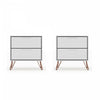 Rockefeller Mid-Century Modern 20" Nightstand in White (2-Drawer) - Set of 2 | Table de nuit Rockefeller Mid-Century Modern 20" en blanc (2 tiroirs) - Lot de 2