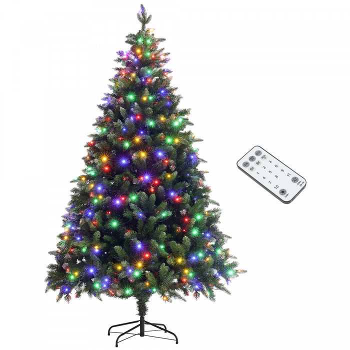 HOMCOM 7ft Prelit Artificial Christmas Tree with Dual Colour LED Light