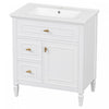 Olivia 30" Bathroom Vanity with Ceramic Sink and Solid Rubberwood, White | Olivia Meuble-lavabo de 30" avec vasque en ceramique et bois caoutchouc massif, Blanc