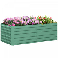 Outsunny Raised Garden Bed Metal Planter Box with Reinforced Rods, Light Green