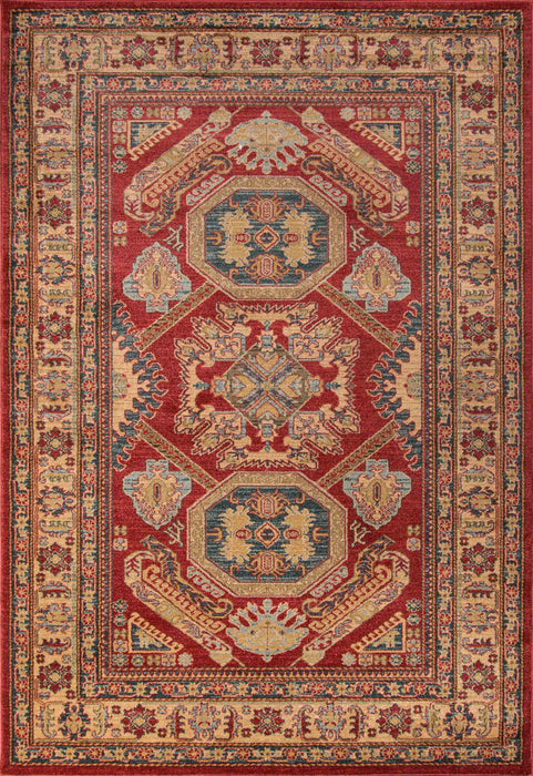 Aisha Traditional 9'3\" x 12'6\" Area Rug in Red Indoor Area Rug