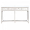 Phyllis Solid Wood Console Table With Drawers And Bottom Shelf - Ivory White | Table Console Phyllis En Bois Massif Avec Tiroirs Et Etagere Inferieure - Ivoire Blanc