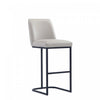 Serena Modern Metal Upholstered Barstool in Light Gray Bar Stool