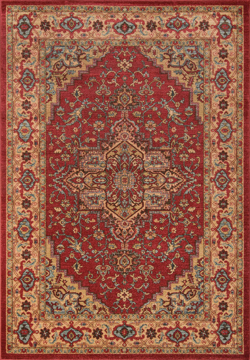Elara Traditional 9'3\" x 12'6\" Area Rug in Red Indoor Area Rug