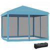Outsunny 10' X 10' Pop Up Canopy Tent Gazebo With Removable Mesh Sidewall|Outsunny Auvent 10' X 10' Avec 4 Parois Laterales Amovibles, Bleu Clair