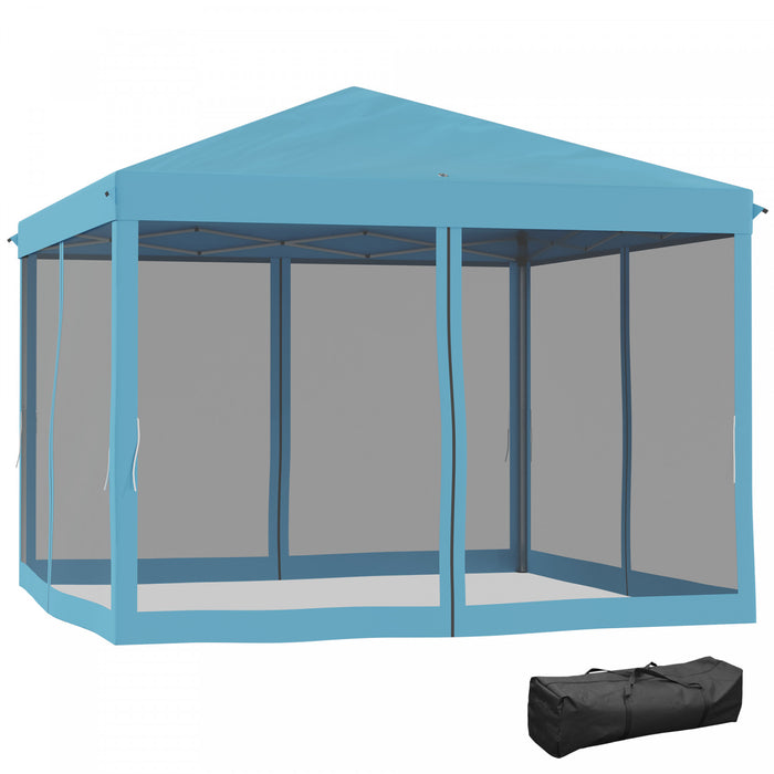 Outsunny 10' X 10' Pop Up Canopy Tent Gazebo With Removable Mesh Sidewall