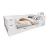 Mason Daybed with Headboard Storage and Multifunctional Storage Bed Frame,Full Size,White | Banquette-lit Mason avec tete de lit de rangement et cadre de lit multifonctionnel avec rangement, taille full, blanc