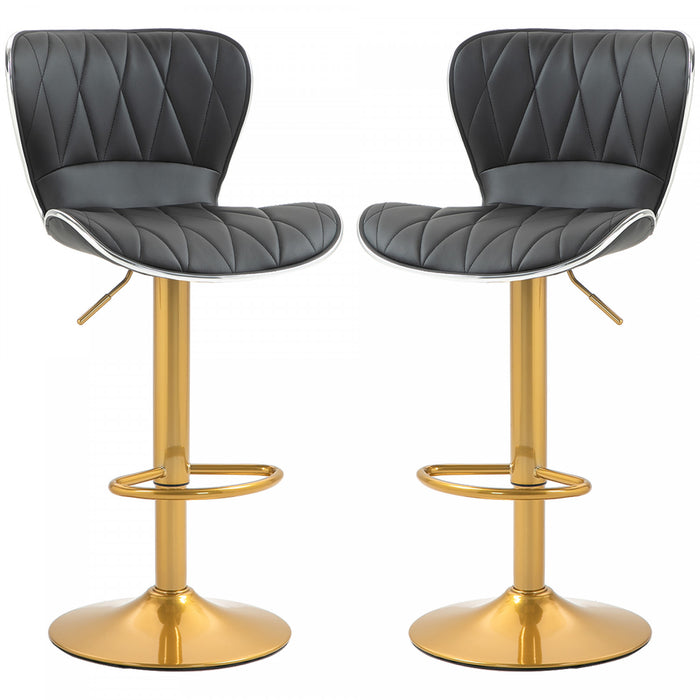 HOMCOM Height Adjustable Bar Stools Set of 2, Swivel Counter Stools