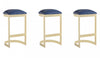 Aura Modern Metal Upholstered Barstool in Blue - Set of 3 Bar Stool | Tabouret de bar moderne en metal et tissu Aura bleu - Lot de 3
