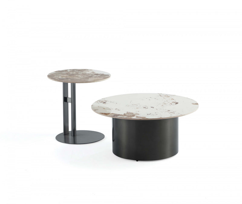Alondra Modern Glam 2-Piece Coffee Table & End Table Set in Black