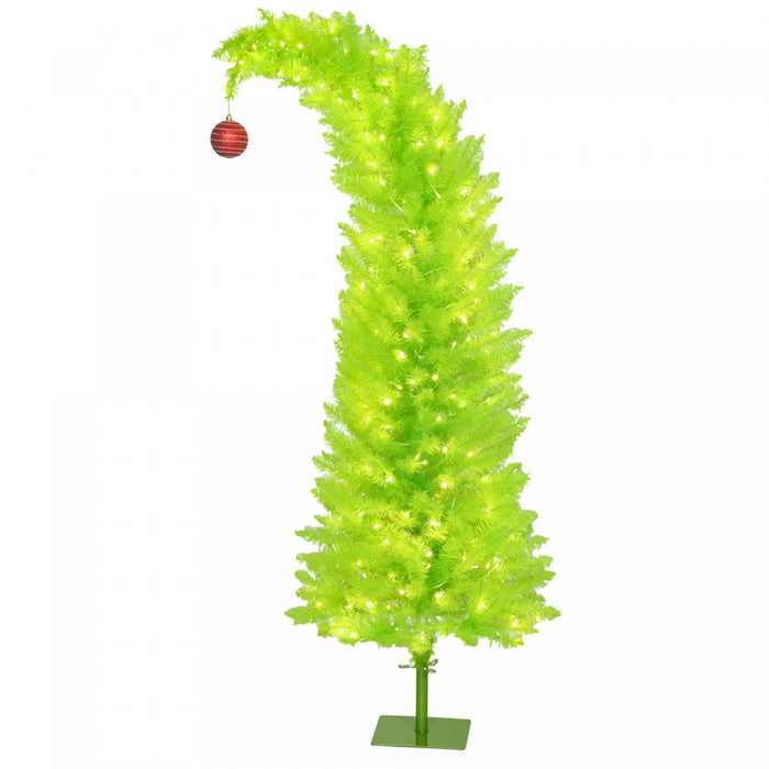 HOMCOM 5ft Prelit Artificial Christmas Tree, Curved Top Xmas Tree, Green