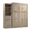 Bestar Pur Queen Murphy Shelving Unit with Drawers 90-Inch Wall Bed - Rustic Brown|Grand lit escamotable mural Pur de Bestar de 90 po avec tablettes et tiroirs - brun rustique