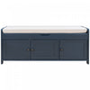 Olivia Pine Wood Storage Bench With 3-door Shoe Cabinet With Hidden Compartment - Antique Navy | Banc De Rangement Olivia En Pin Avec Meuble A Chaussures 3 Portes Et Compartiment Cache, Bleu Marine Antique