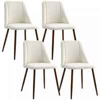 HOMCOM Dining Chairs Set of 4, Velvet Accent Chair, Cream White