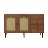 Zona 51.1\" Sideboard Cabinet with Rattan Doors and Adjustable Shelves,Dark Brown Accent Cabinet