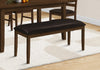 Bench Rectangular Dining Room Entryway Hallway Kitchen Brown Solid Wood Brown Leather-Look|Banc rectangulaire avec bois massif brun et apparence cuir brun pour la salle à manger, l’entrée, le couloir et la cuisine