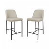 Loft Contemporary Vegan Leather Metal Counter Stool in Stone Gray - Set of 2 | Tabouret de comptoir contemporain Loft en cuir vegetalien et metal, gris pierre - Lot de 2