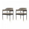 Lia Modern Metal Chenille Armchair in Stone - Set of 2 Dining Chair | Fauteuil en metal moderne Lia avec revetement en chenille couleur pierre - Lot de 2