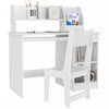 Qaba Kids Desk And Chair Set For 5-8 Year Old With Storage, Study Table And Chair For Children, Whit|Qaba Ensemble Bureau Et Chaise Pour Enfants De 5 A 8 Ans Avec Rangement, Table D'etude Et Chaise Pou