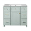 Norma 36" Solid Wood Bathroom Vanity With Ceramic Sink - Green | Norma Meuble-lavabo 36" En Bois Massif Avec Vasque En Ceramique - Vert