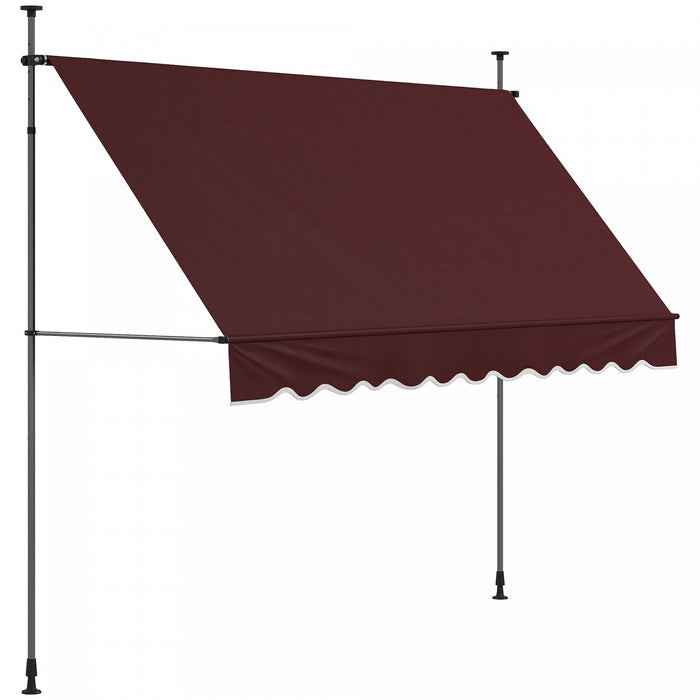 Outsunny 10' X 3' Retractable Awning, Freestanding & Non-screw, Wine Red