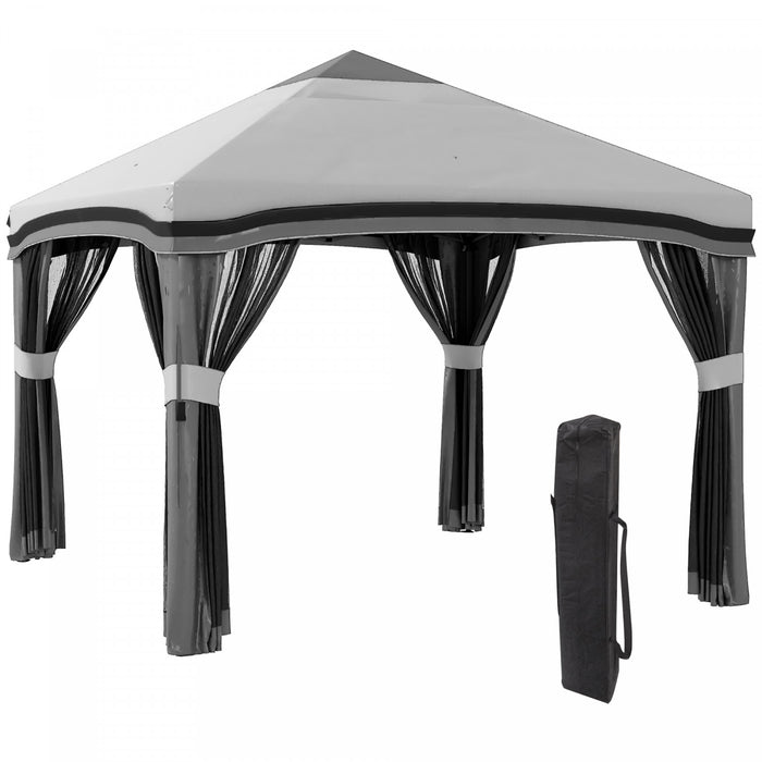 Outsunny 10' X 10' Pop Up Canopy Foldable Party Tent With Nettings, Grey