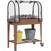 Outsunny 3' X 1' X 4' Raised Garden Bed With Greenhouse Cover Wheels Brown|Outsunny 3' X 1' X 4' Lit De Jardin Sureleve Avec Couvercle De Serre Roues Marron