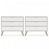 Rockefeller Mid-Century Modern 35" Dresser in Off White (3-Drawer) - Set of 2 | Commode Rockefeller Mid-Century Modern 89 cm en blanc casse (3 tiroirs) - Lot de 2