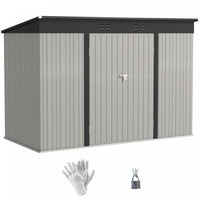 Outsunny 9' X 4' Galvanized Steel Storage Shed With Lockable Doors, Vents