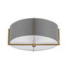 Dainolite Preston 3 Light Semi-flush Mount Aged Brass Grey Shade Lamp|Plafonnier semi-affleuré Preston de Dainolite avec abat-jour gris, fini laiton vieilli et 3 ampoules