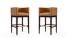 Kingsley Mid-Century Modern Wood Upholstered Barstool in Camel - Set of 2 | Tabouret de bar Kingsley style moderne du milieu du siecle en bois et tissu couleur camel - Lot de 2