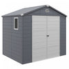 Outsunny 8' X 6' Garden Storage Shed W/ Latch Door, Air Vents, Pp, Grey|Outsunny Abri De Jardin 8' X 6' Porte A Loquet, Bouches D'aeration, Gris