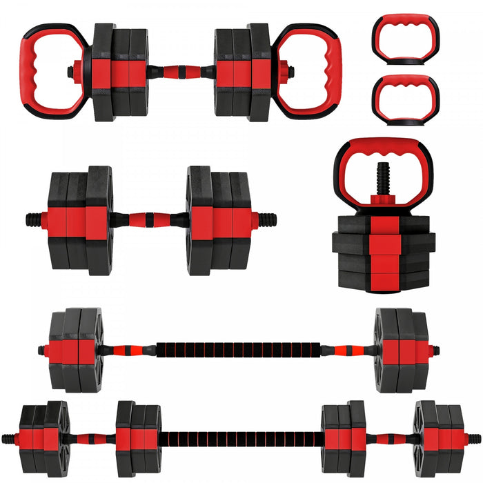 Soozier 6-in-1 Adjustable Dumbbell Set, 44lbs Free Weights Set, Red