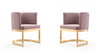 Aura Modern Velvet Metal Dining Chair in Blush - Set of 2 | Chaise de salle a manger moderne en velours et metal Aura, rose poudre - Lot de 2