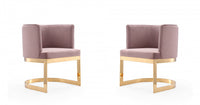 Aura Modern Velvet Metal Dining Chair in Blush - Set of 2