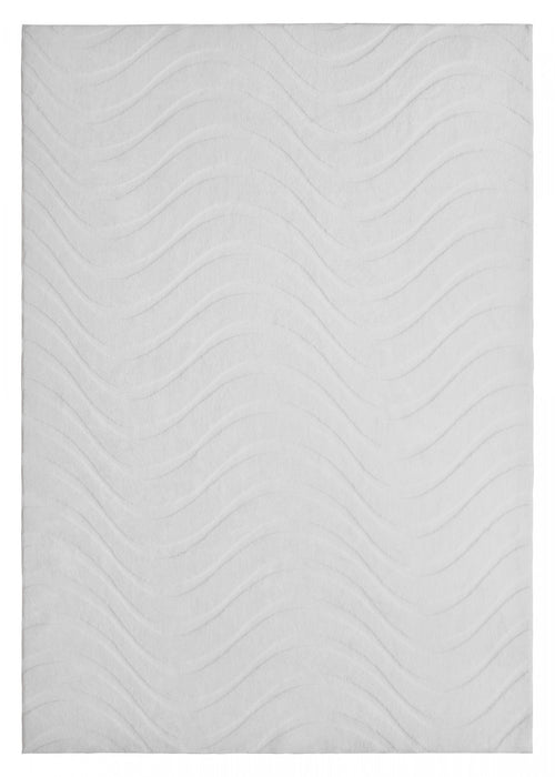 Pearl White Waves Washable Shag Area Rug 8'x10' Indoor Area Rug