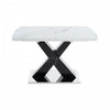 Liam Modern Rectangle Stretchable Dining Table with X-Shape Legs and Metal Base,Black | Liam Table a manger rectangulaire moderne extensible avec pieds en X et base en metal, noir