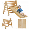 Qaba Pikler Triangle Set, Climbing Toys For Toddlers With Ramp, 3 In 1 Climbing Toys Indoor Baby Jun|Qaba Ensemble Triangulaire, Jouets D'escalade Pour Tout-petits Avec Rampe, Jouets D'escalade 2 En 1,