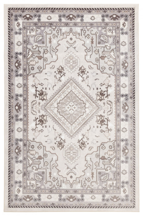 Oriana Traditional Beige Washable Rug 6'7\" x 9'0\" Indoor Area Rug