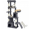 PawHut Cat Tree, 67" Large Cat Tower for Indoor Kittens Multi-Level with 7 Scratching Posts, Tunnel, 2 Plush Condos, Hammock, Perch, Ramp, Pompoms, Dark Grey
