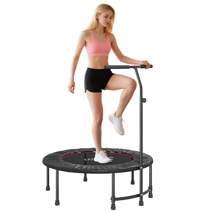 Soozier 39\" Mini Exercise Trampoline Indoor Fitness Rebounder w/ Adjustable T-Bar Black