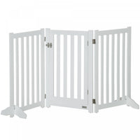 Pawhut Foldable Dog Gate With Door, 3 Panels Freestanding Pet Gate With Support Feet Indoor Playpen