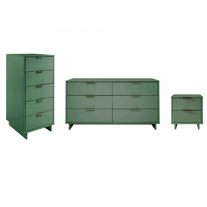 Granville Modern 3-Piece Dresser Set in Sage Green