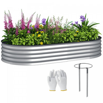 Outsunny Raised Garden Bed, 6' x 3' x 1' Galvanized Planter Box, Silver