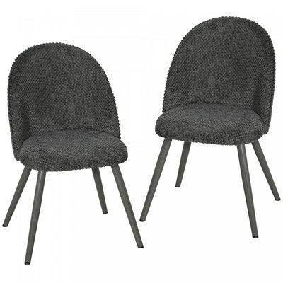 HOMCOM Dining Chairs Set of 2 with Velvet Fabric Upholstery, Dark Grey